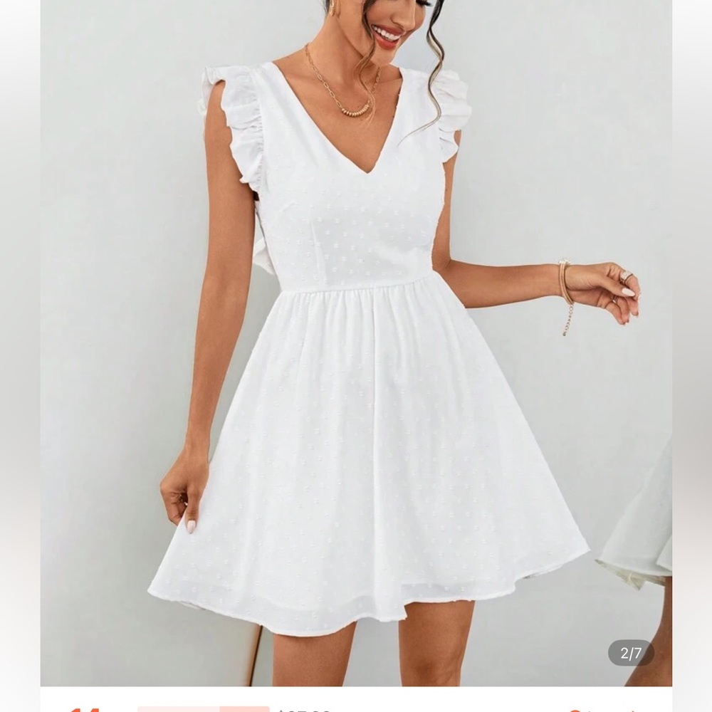 SHEIN White Ruffle Mini Dress